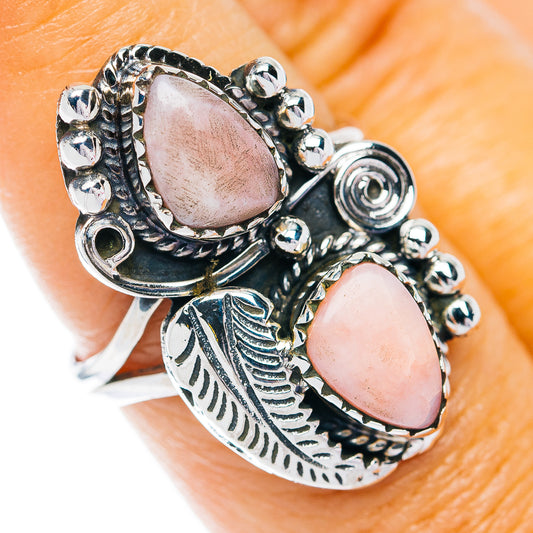 Southwestern Style Pink Opal Ring Size 8 (.925 Sterling Silver)