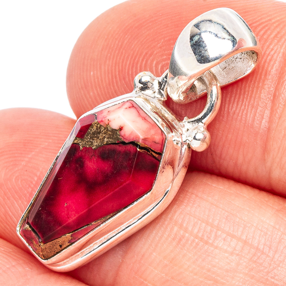 Kingman Pink Dahlia Turquoise Pendant 1 1/8" (925 Sterling Silver) P44766