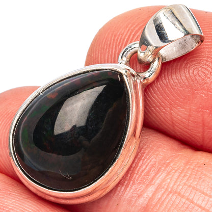 Large Rare Black Opal Pendant 1" (925 Sterling Silver) P43455