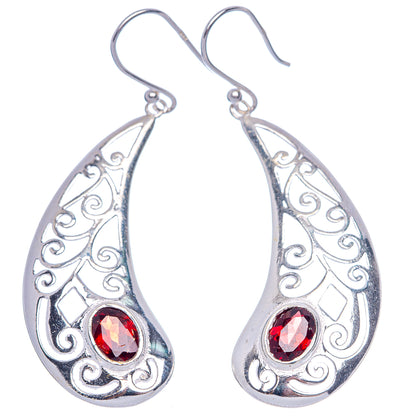 Garnet Earrings 2 1/8" (925 Sterling Silver) E433375