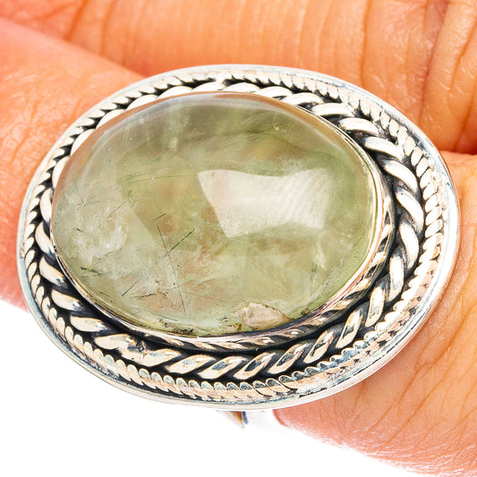 Large Prehnite 925 Sterling Silver Ring Size 6 (925 Sterling Silver) R6384