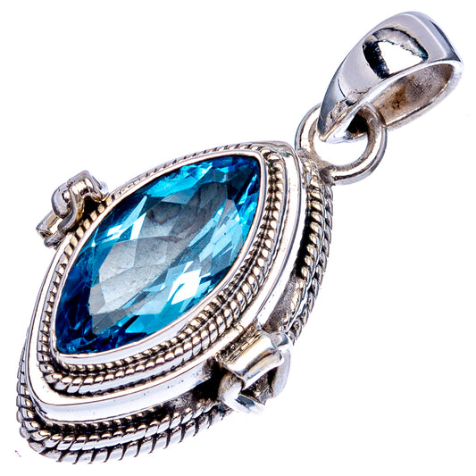 Sterling silver pendant with faceted oval blue gemstone and top bail