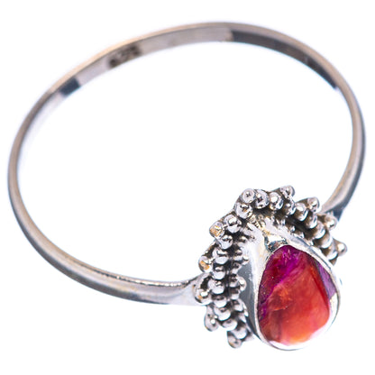 Dainty Pink Dahlia Turquoise Ring Size 8.75 (.925 Sterling Silver)