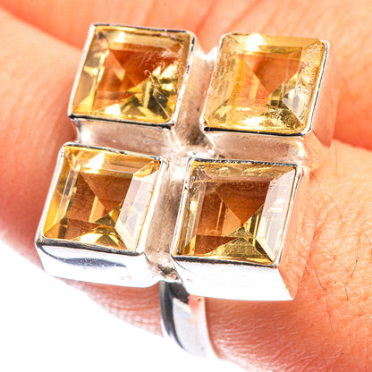 Large Faceted Citrine 925 Sterling Silver Ring Size 8