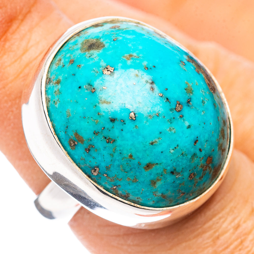 Premium Persian Turquoise Ring Size 6 Adjustable (.925 Sterling Silver)