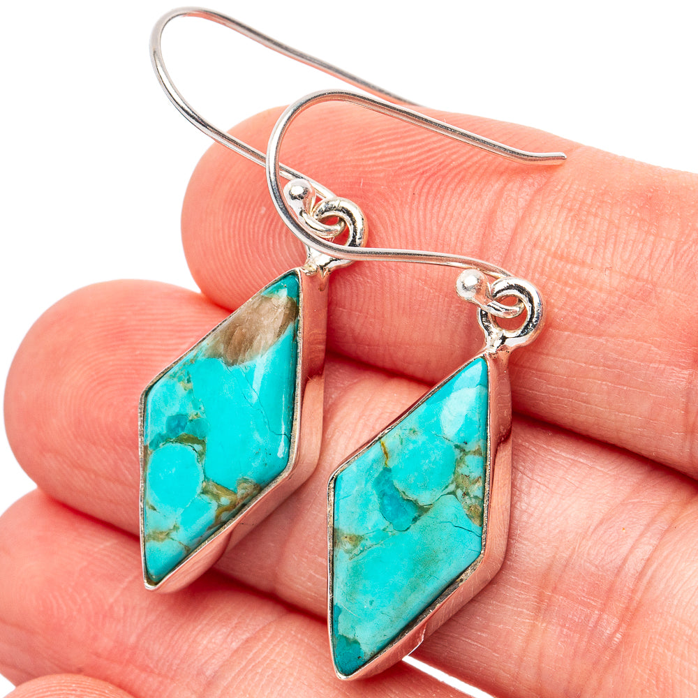 Arizona Turquoise Earrings 1 5/8" (.925 Sterling Silver)