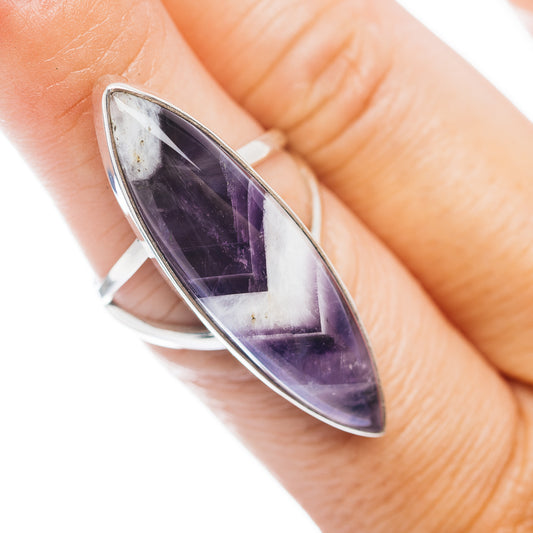Amethyst marquise ring in polished .925 sterling silver, faceted purple stone