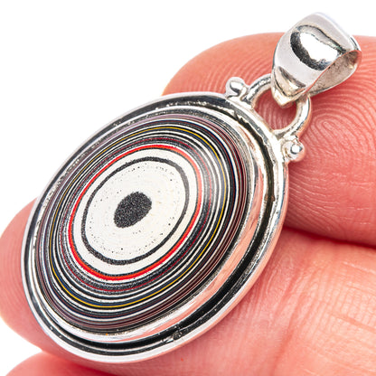 Rare Fordite Pendant 1 1/4" (925 Sterling Silver) P39977