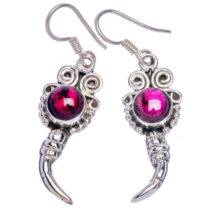 Garnet Earrings 1 5/8" (925 Sterling Silver) E433246