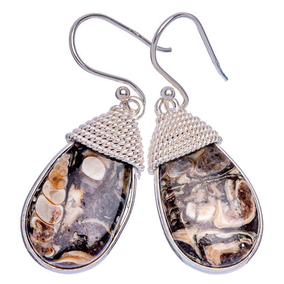 Turritella Agate Earrings 1 1/2" (925 Sterling Silver) E433206
