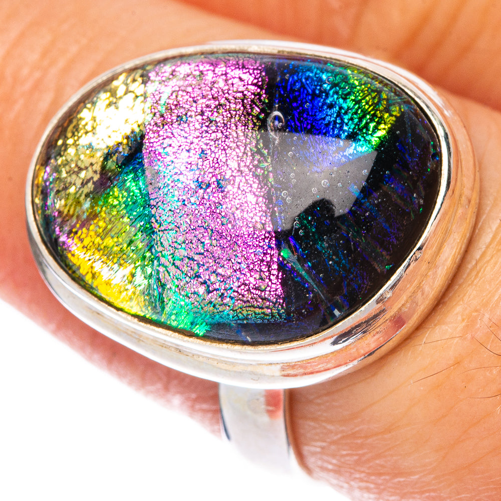 Dichroic Glass Ring Size 8 (925 Sterling Silver) R1406