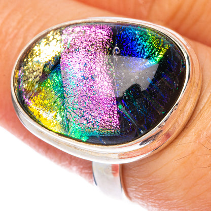 Dichroic Glass Ring Size 8 (925 Sterling Silver) R1406