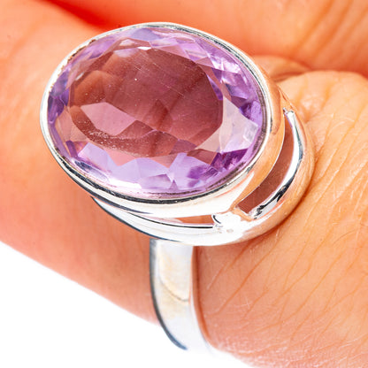 Faceted Amethyst Ring Size 6.75 (925 Sterling Silver) R4543