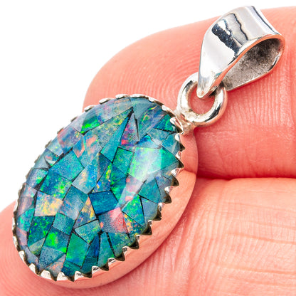Rare Triplet Opal Pendant 1 1/4" (.925 Sterling Silver)