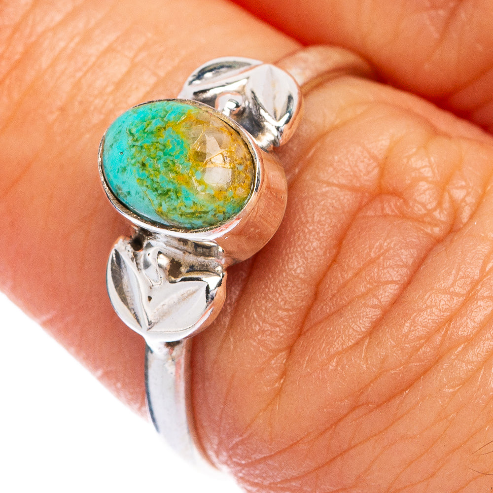 Blue Copper Composite Turquoise Dainty Ring Size 7 (925 Sterling Silver) R145459