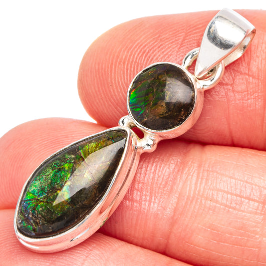Rare Ammolite Pendant 1 3/8" (925 Sterling Silver) P44078