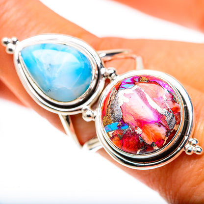 Large Kingman Pink Dahlia Turquoise, Larimar Ring Size 8 (925 Sterling Silver) RING138587