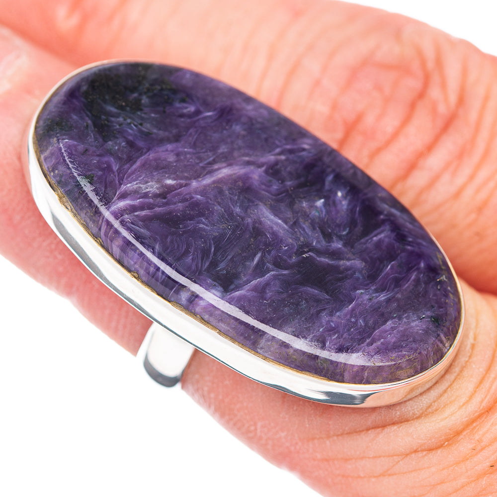 Large Premium Charoite Ring Size 5.5 Adjustable (.925 Sterling Silver)