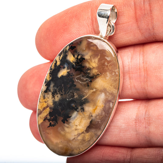 Tiger Dendrite Agate Pendant 2 1/8" (.925 Sterling Silver)