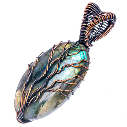 Labradorite Tree of Life Pendant 2" (Oxidized Copper)