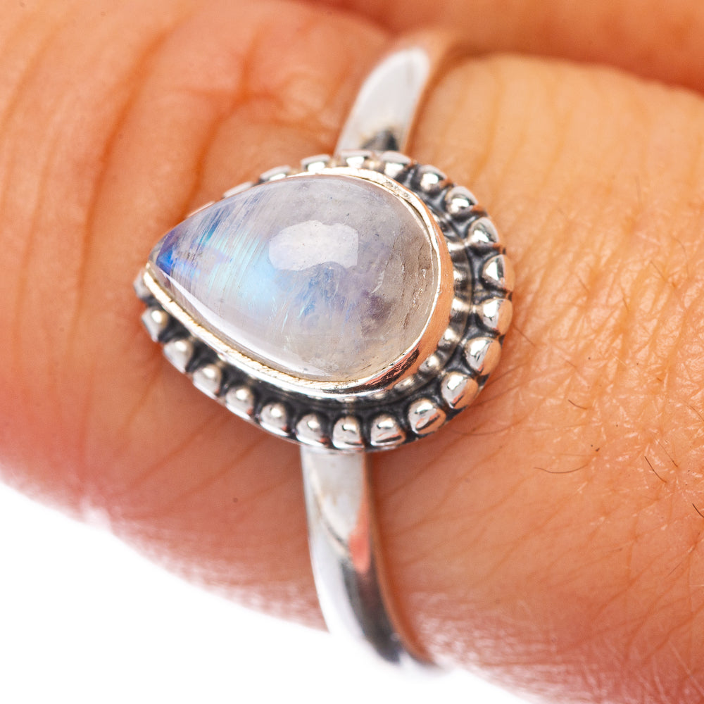 Rainbow Moonstone Dainty Ring Size 8.5 (925 Sterling Silver) R145237