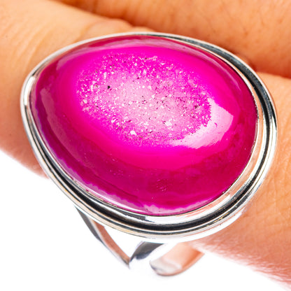 Large Pink Druzy Ring Size 13.25 (925 Sterling Silver) R144342