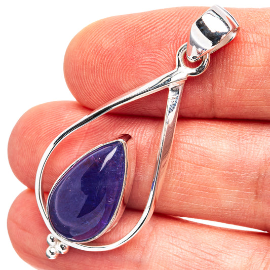 925 sterling silver teardrop tanzanite pendant with purple teardrop gemstone