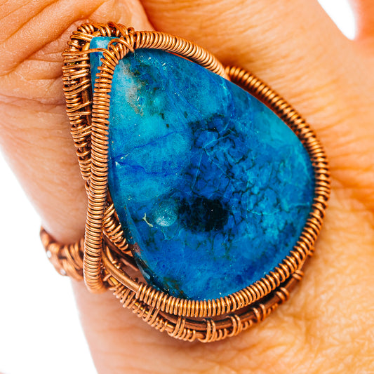 Shattuckite Wire Wrap Ring Size 7.25 (Copper)