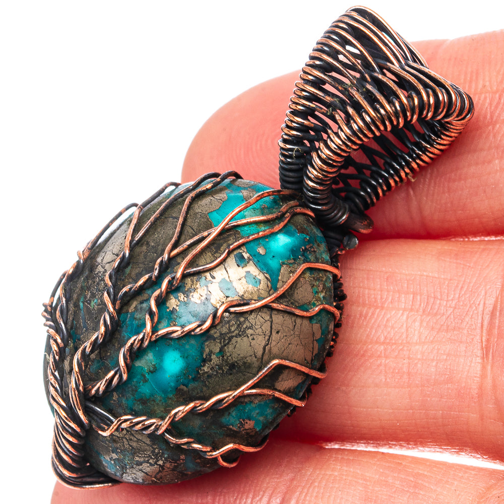Turquoise Tree of Life Pendant 1 5/8" (Oxidized Copper)