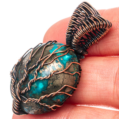 Turquoise Tree of Life Pendant 1 5/8" (Oxidized Copper)