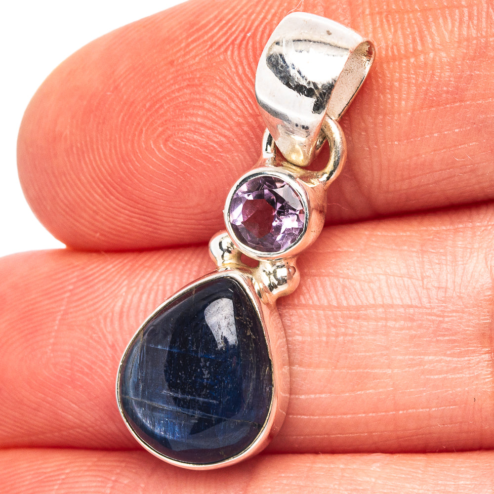 Kyanite, Amethyst Pendant 1 1/8" (.925 Sterling Silver)