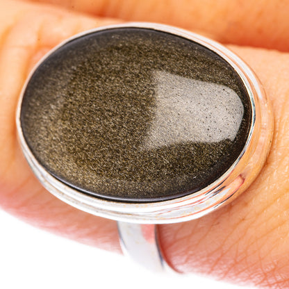 Golden Sheen Obsidian Ring Size 8.75 (925 Sterling Silver) R1624