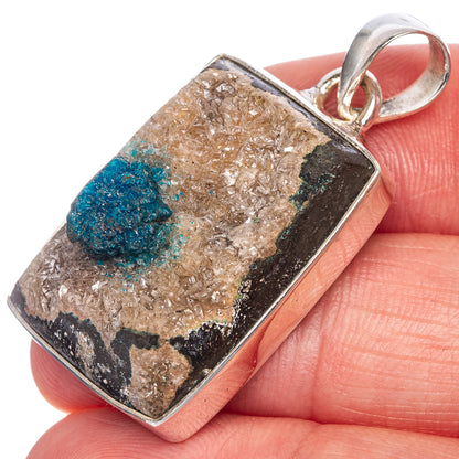 Cavansite Crystal Pendant 1 1/2" (925 Sterling Silver) P40708