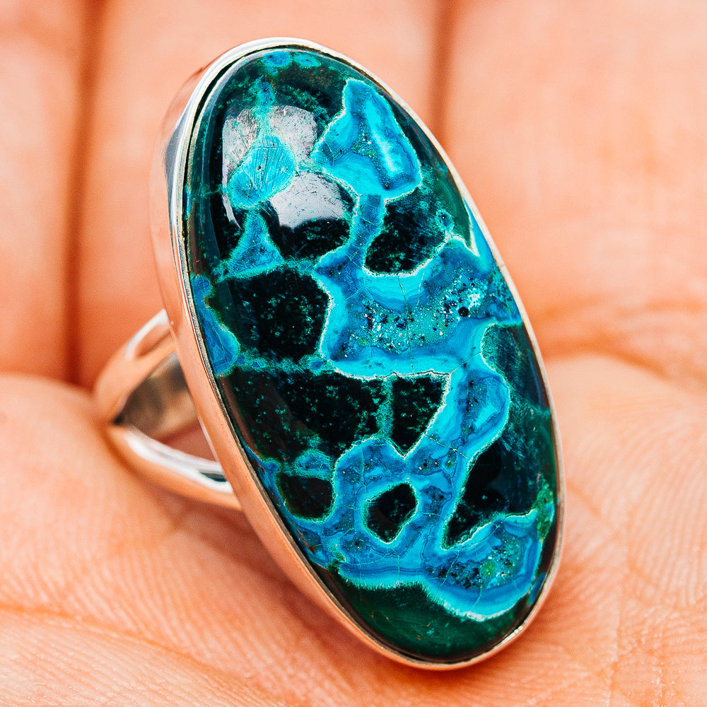 Premium Malachite In Chrysocolla Ring Size 7.25 (.925 Sterling Silver)