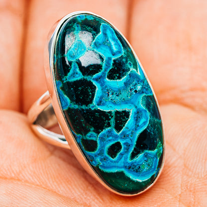 Premium Malachite In Chrysocolla Ring Size 7.25 (.925 Sterling Silver)
