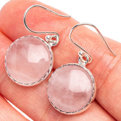 Rose Quartz Earrings 1 1/4" (925 Sterling Silver) E1888