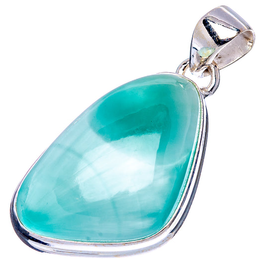 Smithsonite sterling silver pendant, oval turquoise cabochon with polished frame