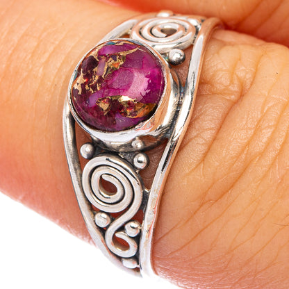 Purple Copper Composite Turquoise Dainty Ring Size 7 (925 Sterling Silver) R145668