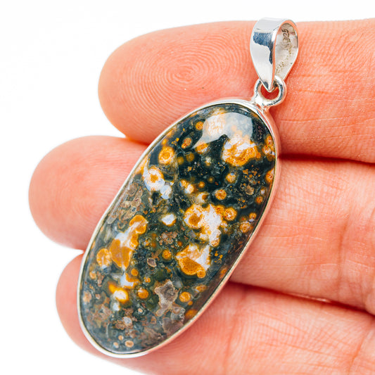 Premium Ocean Jasper Pendant 2" (.925 Sterling Silver)