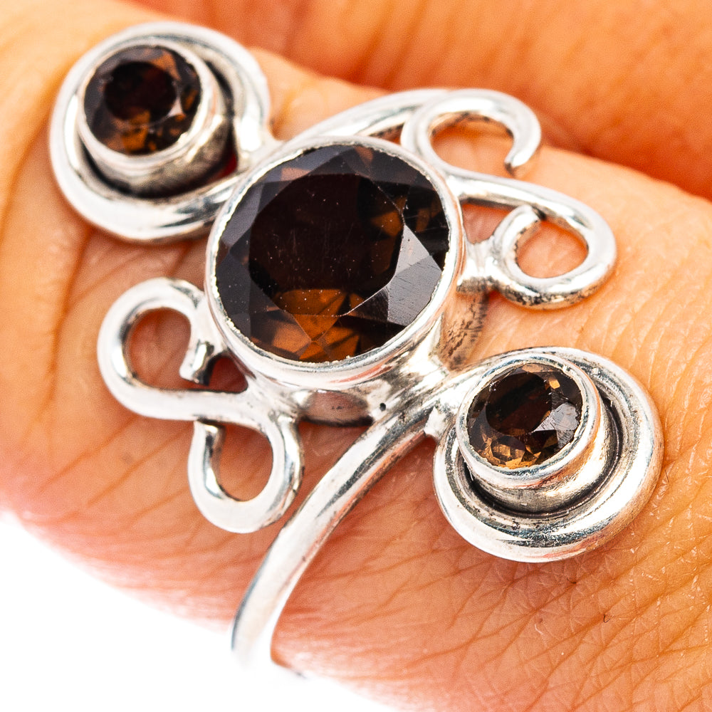 (Classic Series) Smoky Quartz Ring Size 8.25 (.925 Sterling Silver)