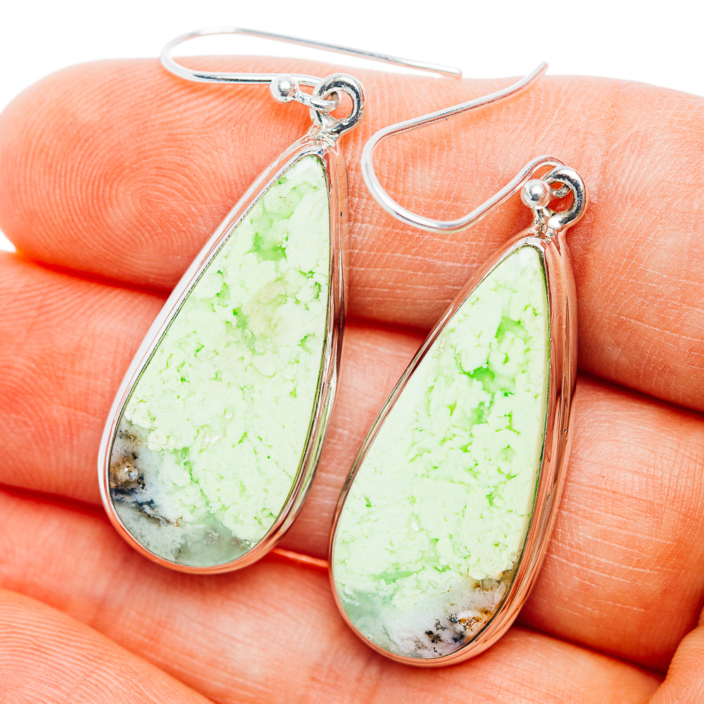 Premium Lemon Chrysoprase Earrings 1 7/8" (.925 Sterling Silver)