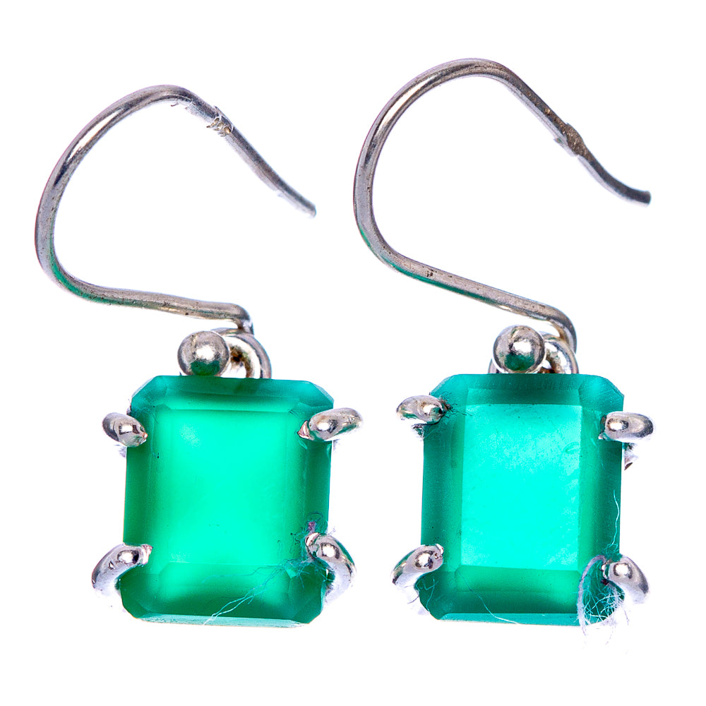 Green Onyx Earrings 1 1/8" (925 Sterling Silver) E1041