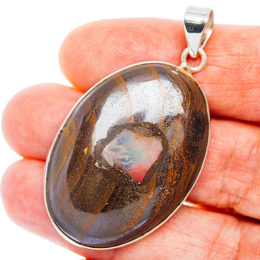 Premium Boulder Opal Pendant 1 7/8" (.925 Sterling Silver)