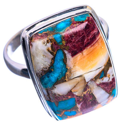 Large Spiny Oyster Turquoise 925 Sterling Silver Ring Size 13.75
