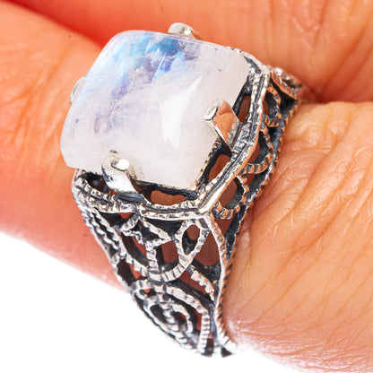 Rainbow Moonstone Ring Size 6.5 (925 Sterling Silver)