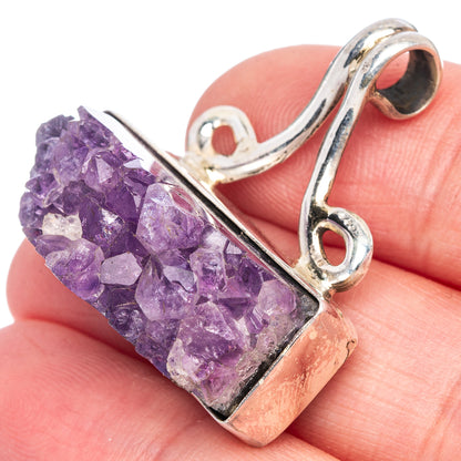 Amethyst Crystal Pendant 1 1/4" (925 Sterling Silver) P40061