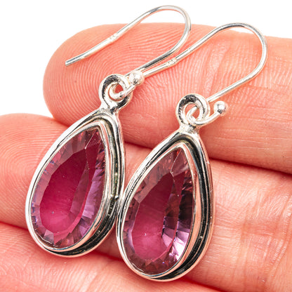 Faceted Color Change Alexandrite (Lab.) Earrings 1 3/8" (925 Sterling Silver) E432571