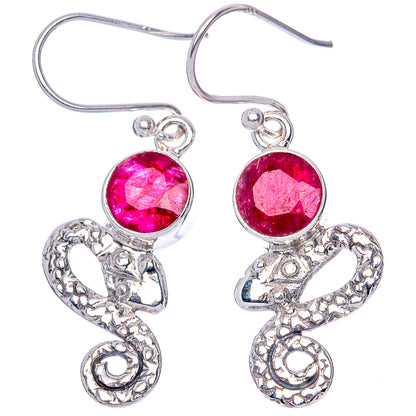 Value Red Sillimanite Snake Earrings 1 3/8" (925 Sterling Silver) E1311