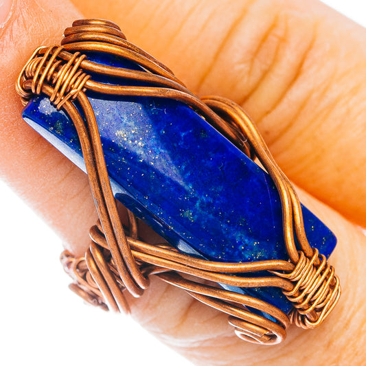 Lapis Lazuli Wire Wrap Ring Size 5 (Copper)
