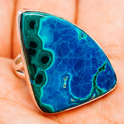 Premium Malachite In Chrysocolla Ring Size 9 (.925 Sterling Silver)